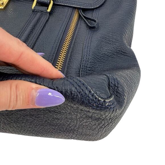 3.1 PHILLIP LIM Textured Calfskin Leather Large Pashli Satchel Ink Navy Blue - Picture 10 of 12